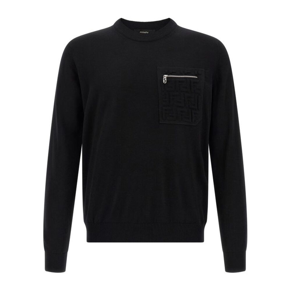 Fendi Black Virgin Wool Men's Cardigan